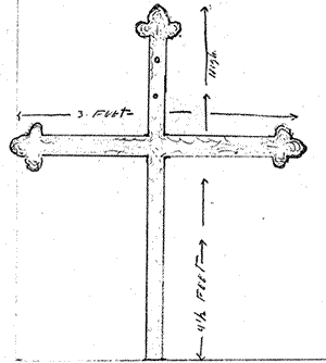 drawing of LaSalle Cross showing dimensions 3 feet wide by 4.5 feet high