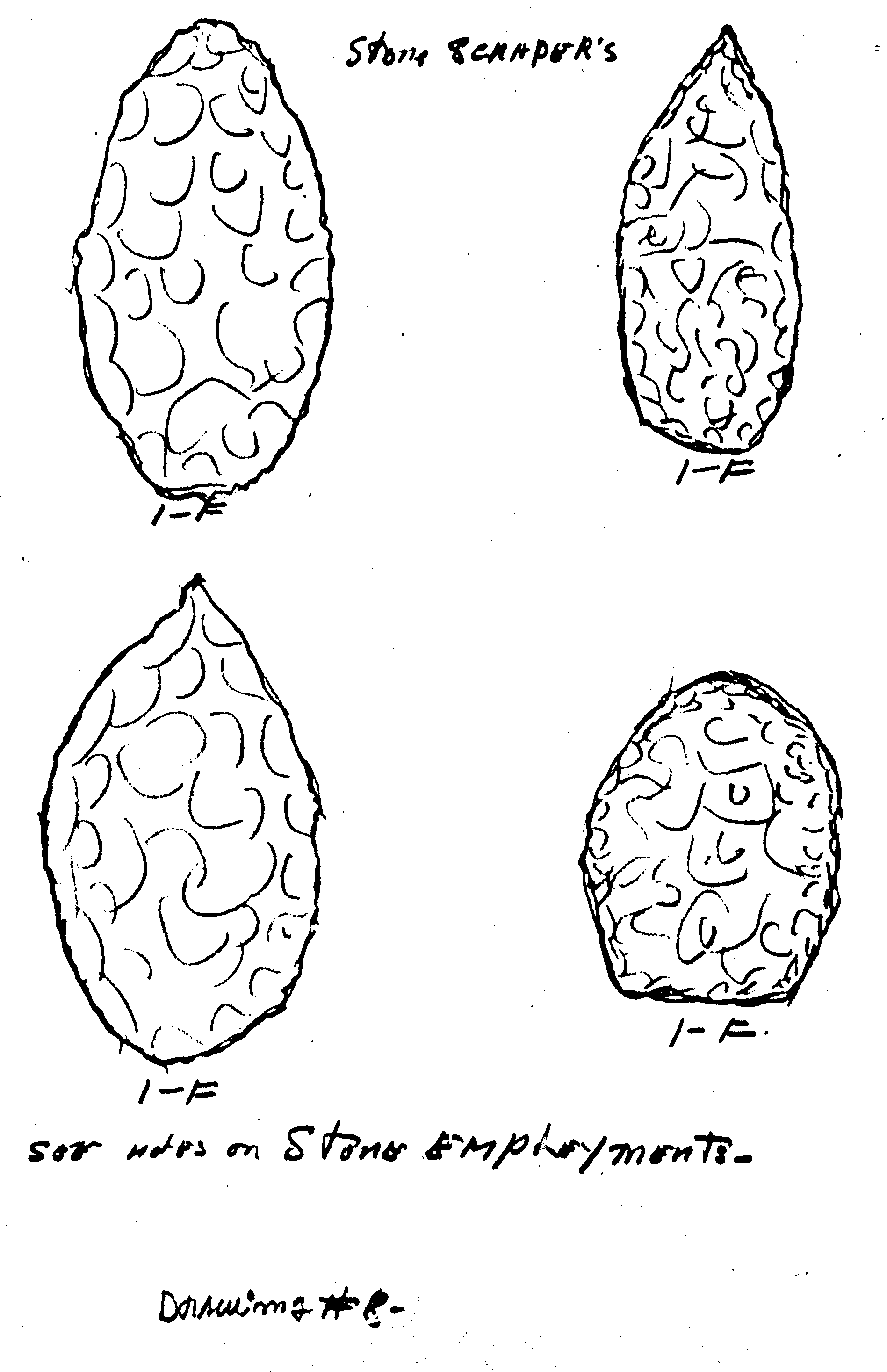 Drawing #8 - stone scrapers and stone implements