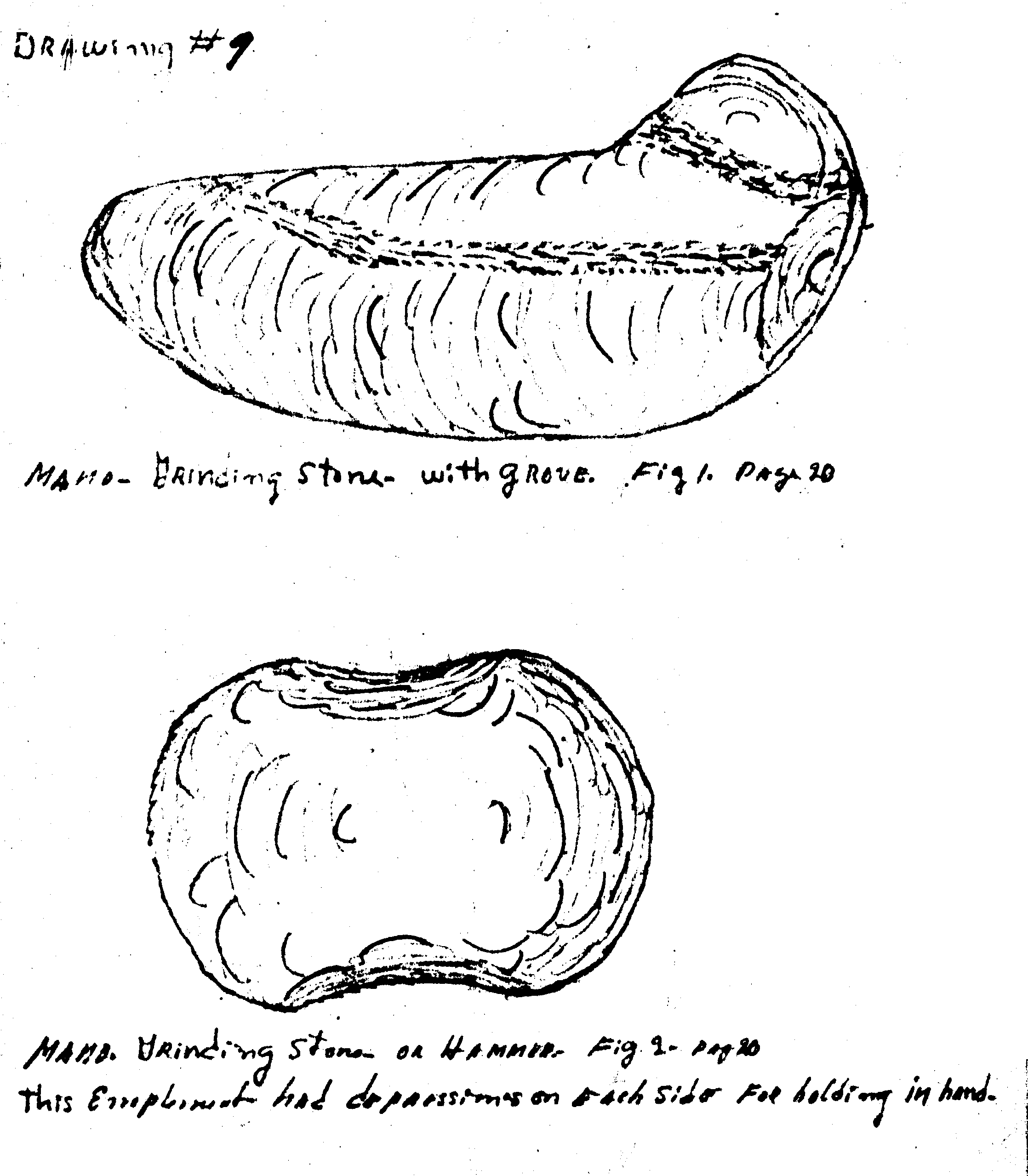 Drawing of Grinding stone found at Toncahua village excavation