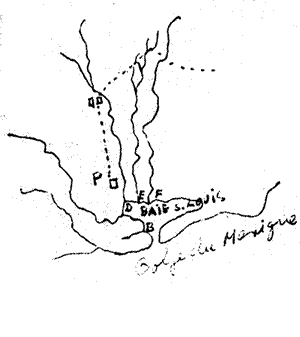 Drawing map fragment - "carte Nouvelle de la Louisianne et del la riviere Mississipi..."