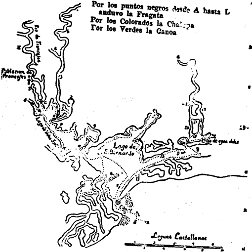 photocopy of drawing of Texas coast at Lago de S. Bernardo