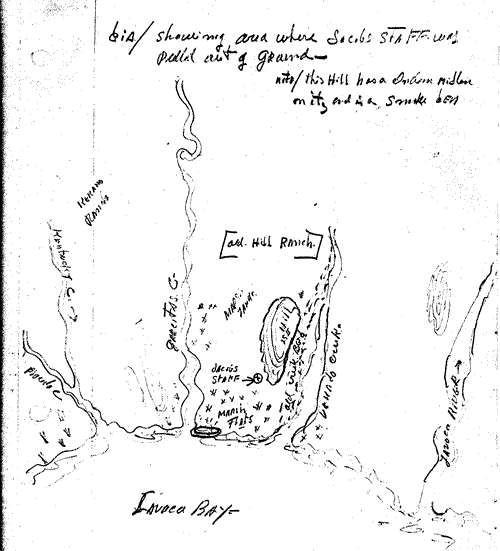 Drawing of map show area where Jacob's stff was pulled out of ground